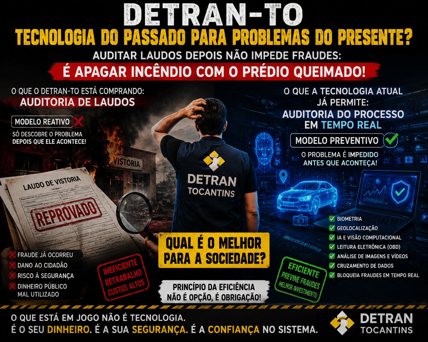 DETRAN-TO aposta em auditoria posterior enquanto tecnologias atuais permitem impedir fraudes durante a vistoria
