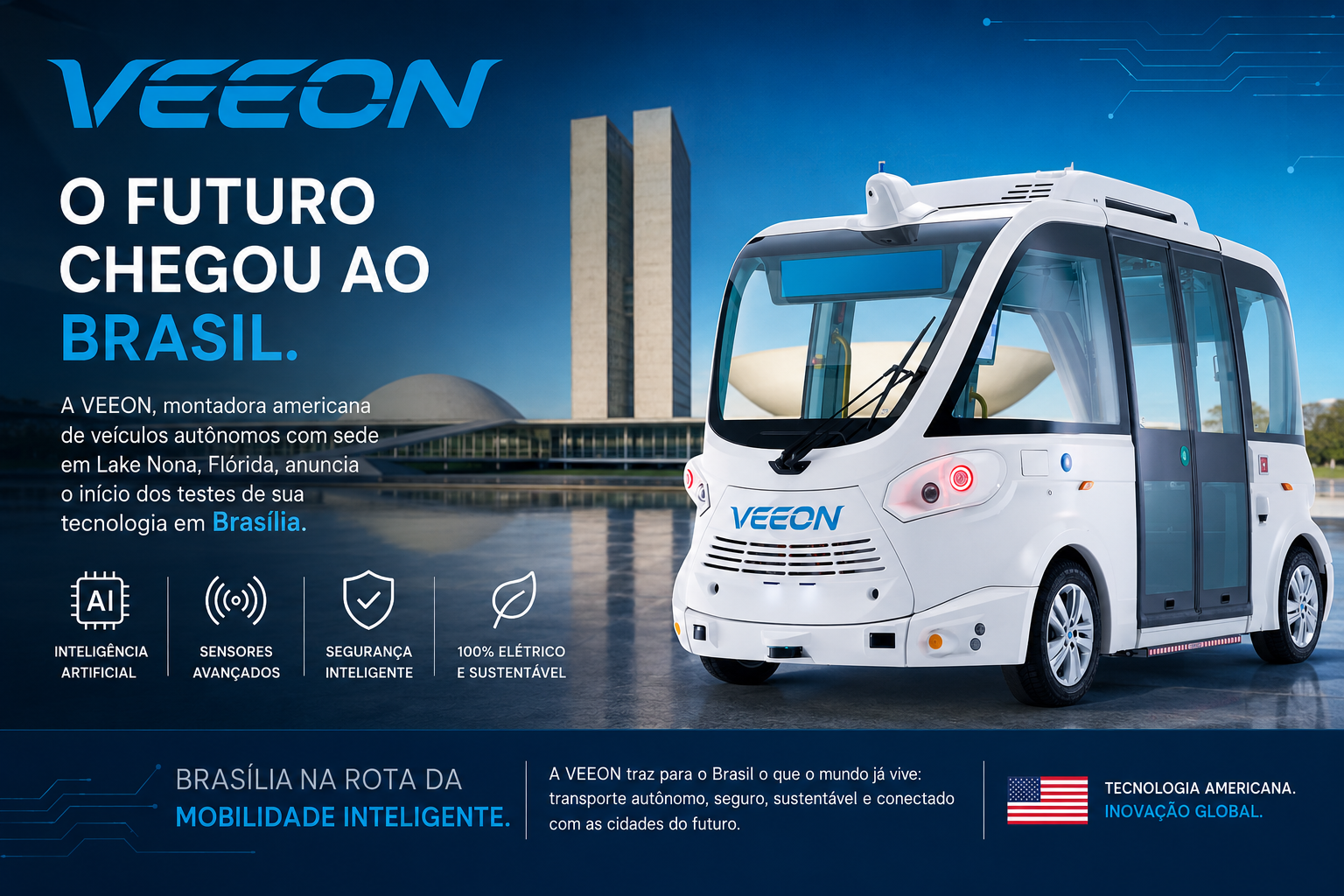 🚍 VEEON escolhe Brasília para iniciar a nova era dos veículos autônomos no Brasil